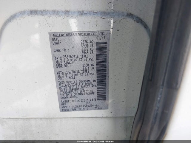 5N1DR3AC1PC237313 Nissan Pathfinder S 4wd