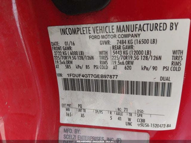Ford F-450 Chassis Xl 2016 1FDUF4GT7GEB97877 Image 8