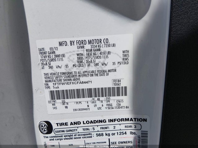 Aukcja sprzedaży 2012 Ford F-150 Platinum, vin: 1FTFW1EFXCFA84471, numer aukcji: 44934869