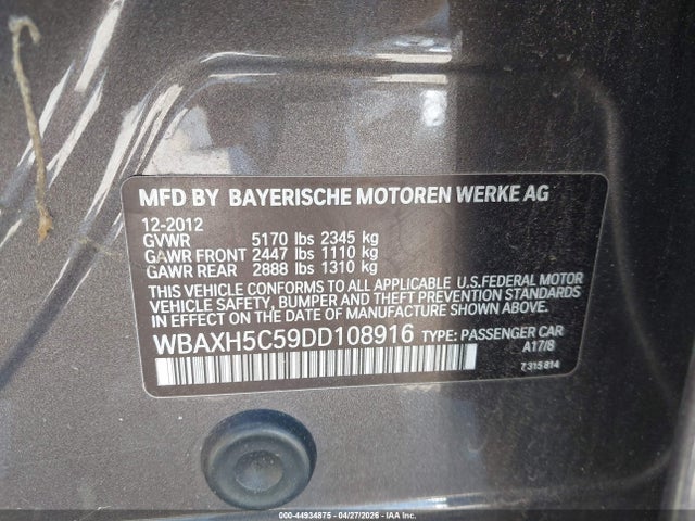 Aukcja sprzedaży 2013 Bmw 528i Xdrive, vin: WBAXH5C59DD108916, numer aukcji: 44934875