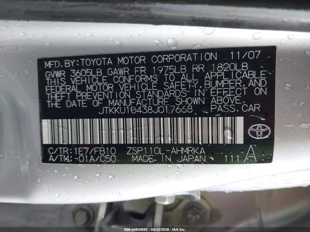 Продаж на аукціоні авто 2008 Scion Xd, vin: JTKKU10438J017668, номер лоту: 44934892