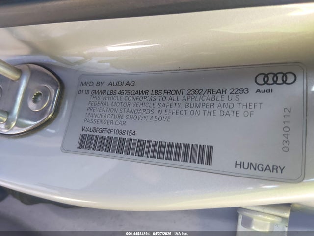 Продаж на аукціоні авто 2015 Audi A3 2.0t Premium, vin: WAUBFGFF4F1098154, номер лоту: 44934894