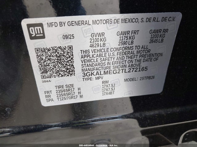 Продажа на аукционе авто 2026 Gmc Terrain Fwd Elevation, vin: 3GKALMEG2TL272165, номер лота: 44934944