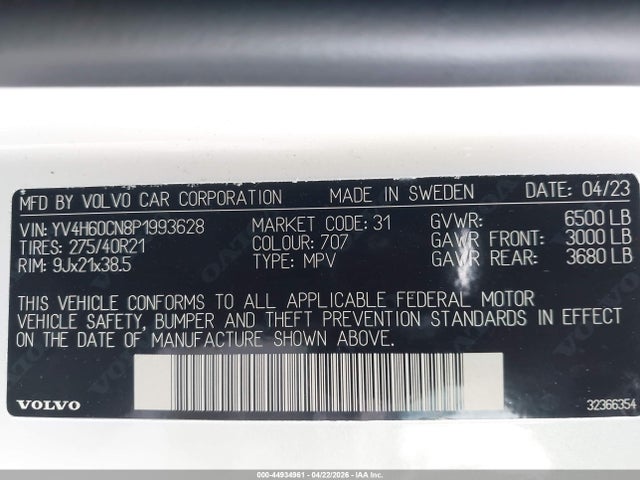 YV4H60CN8P1993628 Volvo Xc90 Recharge Plug-in Hybrid T8 Plus Bright Theme 7-seater