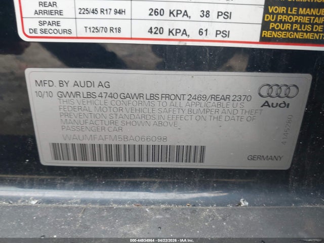 Продаж на аукціоні авто 2011 Audi A3 2.0t Premium, vin: WAUMFAFM5BA066098, номер лоту: 44934964