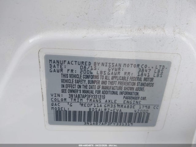 3N1AB7AP3FY331319 Nissan SENTRA SR