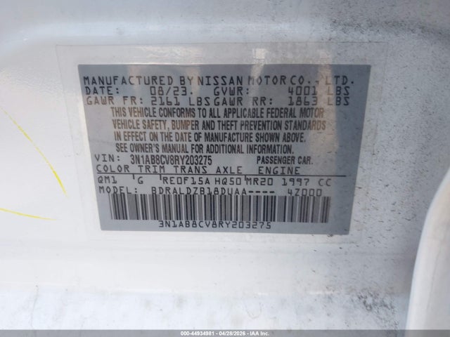 Aukcja sprzedaży 2024 Nissan Sentra Sv Xtronic Cvt, vin: 3N1AB8CV8RY203275, numer aukcji: 44934981