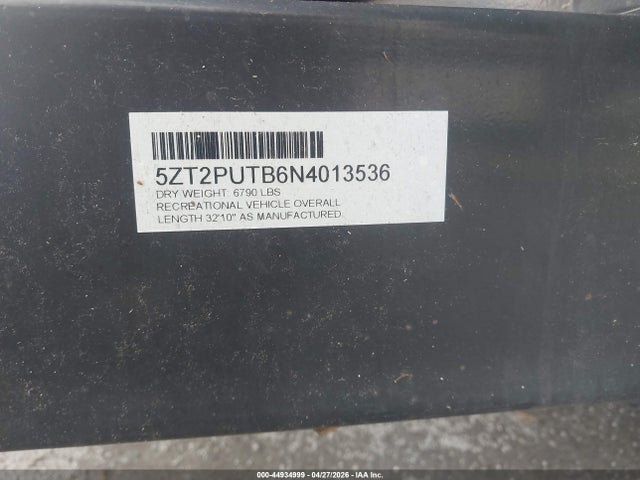 Продажа на аукционе авто 2022 Palomino Puma28dbfq, vin: 5ZT2PUTB6N4013536, номер лота: 44934999