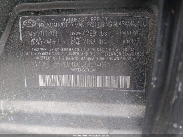 Aukcja sprzedaży 2009 Hyundai Sonata Limited, vin: 5NPEU46C59H574063, numer aukcji: 44935066
