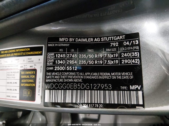 Продажа на аукционе авто 2013 Mercedes-benz Glk 250 Bluetec 4matic, vin: WDCGG0EB5DG127953, номер лота: 44935076