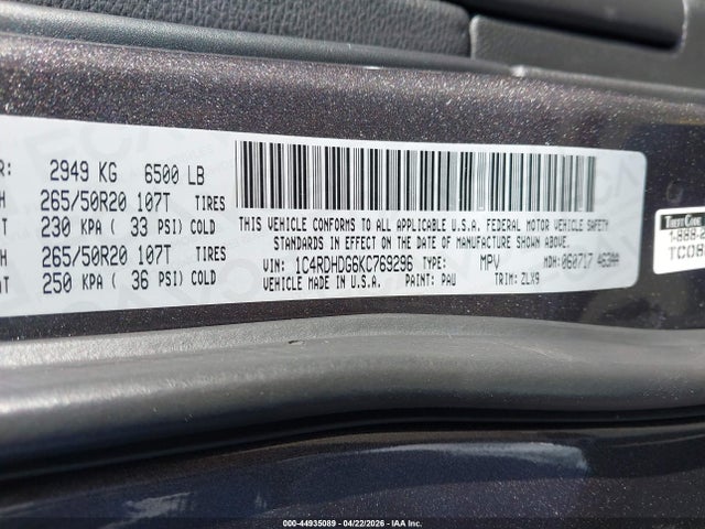 Dodge Durango Gt Plus Rwd 2019 1C4RDHDG6KC769296 Image 9