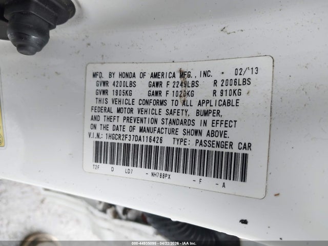 Продажа на аукционе авто 2013 Honda Accord Lx, vin: 1HGCR2F37DA116426, номер лота: 44935095