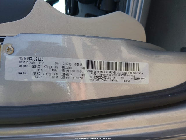 Продаж на аукціоні авто 2017 Dodge Grand Caravan Sxt, vin: 2C4RDGCG4HR673906, номер лоту: 44935114