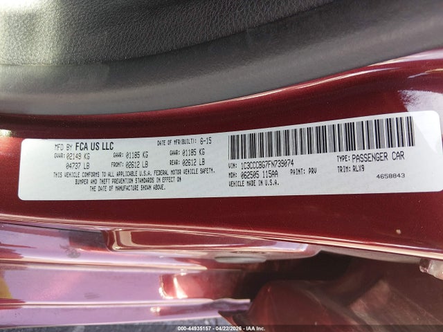 44935157 :رقم المزاد ، 1C3CCCBG7FN739074 vin ، 2015 Chrysler 200 S مزاد بيع