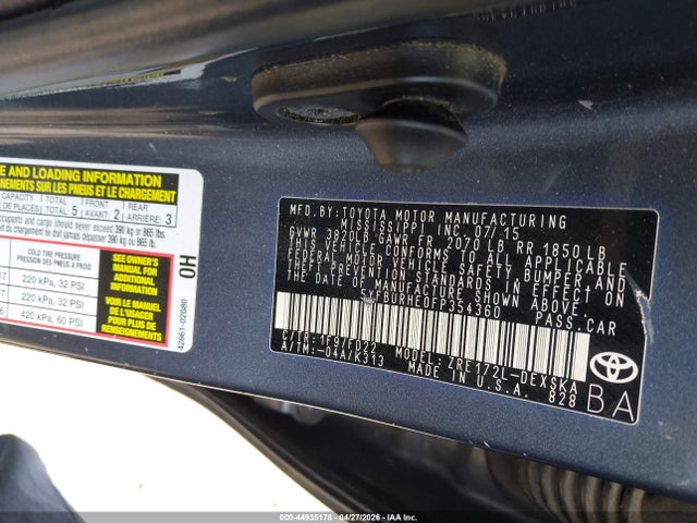 5YFBURHE0FP354360 Toyota Corolla S Plus