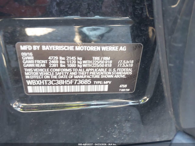 Aukcja sprzedaży 2017 Bmw X1 Xdrive28i, vin: WBXHT3C38H5F73685, numer aukcji: 44935227