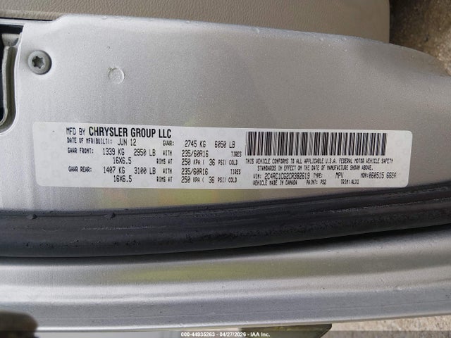 Продажа на аукционе авто 2012 Chrysler Town & Country Touring-l, vin: 2C4RC1CG2CR382619, номер лота: 44935263