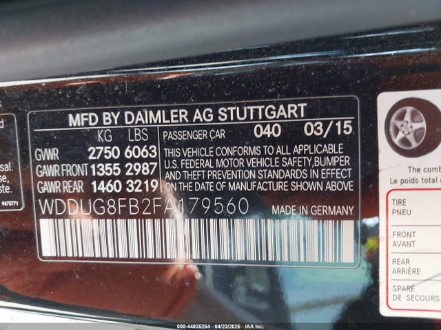 Продаж на аукціоні авто 2015 Mercedes-benz S 550 4matic, vin: WDDUG8FB2FA179560, номер лоту: 44935264