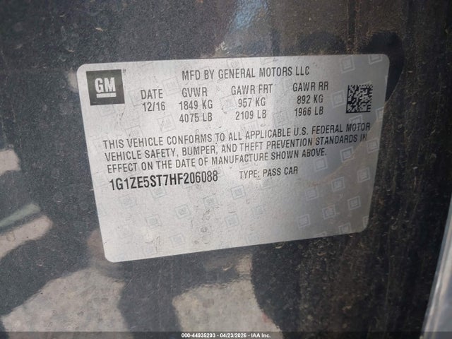 1G1ZE5ST7HF206088 Chevrolet MALIBU 1LT