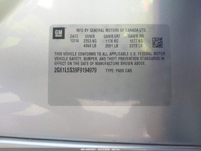 2G61L5S39F9194979 Cadillac Xts Standard