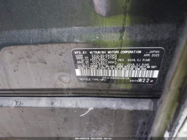 JA4J4VA84SZ038124 Mitsubishi Outlander Se 2.5 S-awc/trail Edition S-awc