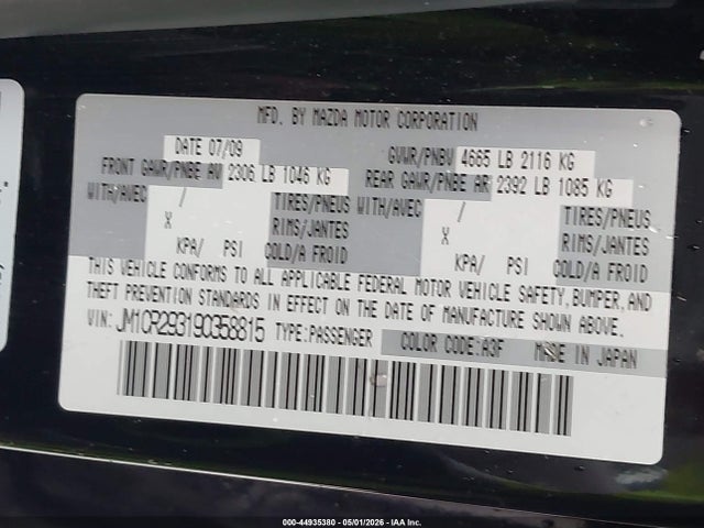 Aukcja sprzedaży 2009 Mazda Mazda5 Sport, vin: JM1CR293190358815, numer aukcji: 44935380