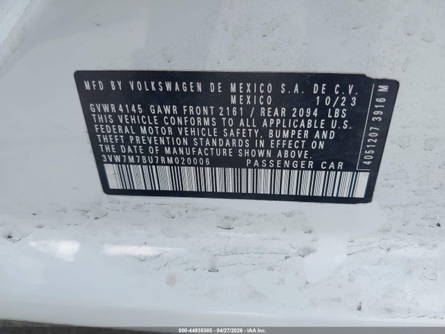3VW7M7BU7RM020006 Volkswagen Jetta 1.5t Se