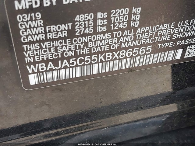 BMW 530I 2019 WBAJA5C55KBX86565 Image 9