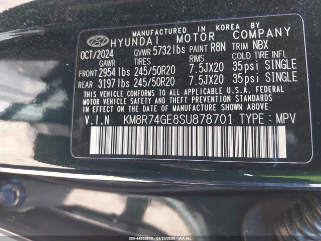 Продаж на аукціоні авто 2025 Hyundai Palisade Calligraphy, vin: KM8R74GE8SU878701, номер лоту: 44935418