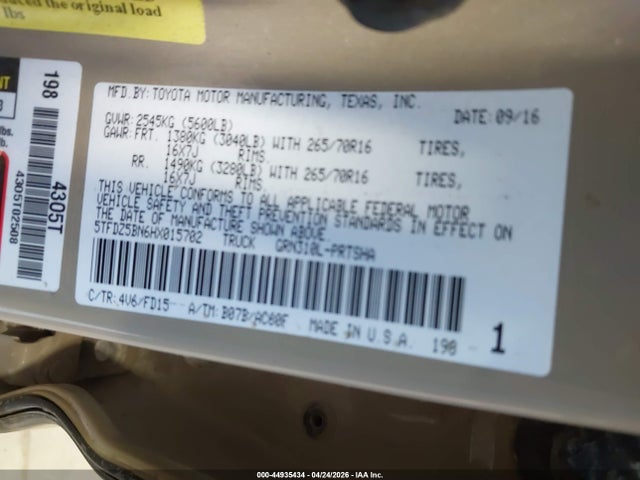 5TFDZ5BN6HX015702 Toyota Tacoma Trd Off Road