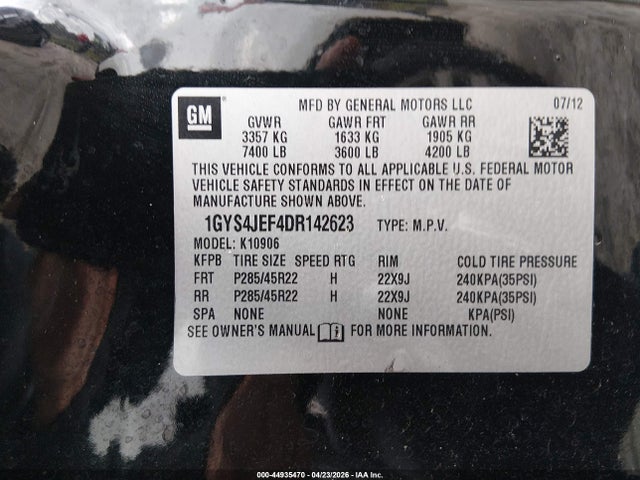 Aukcja sprzedaży 2013 Cadillac Escalade Esv Premium, vin: 1GYS4JEF4DR142623, numer aukcji: 44935470