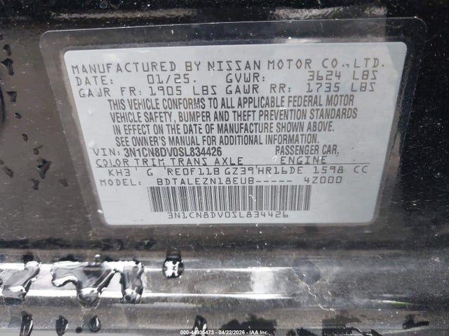 3N1CN8DV0SL834426 Nissan Versa 1.6 S
