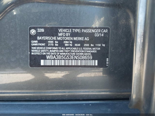 44935495 :رقم المزاد ، WBA3B5G53ENS08659 vin ، 2014 Bmw 328i Xdrive مزاد بيع