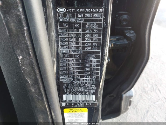 Продажа на аукционе авто 2019 Land Rover Range Rover Evoque Se/se Premium, vin: SALVP2RX5KH328203, номер лота: 44935502