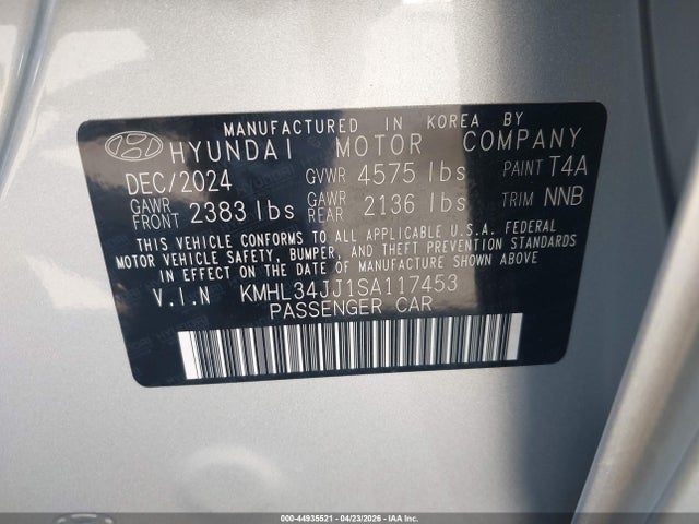 KMHL34JJ1SA117453 Hyundai Sonata Hybrid Sel