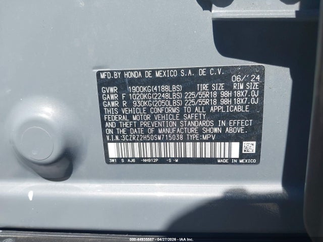 Продажа на аукционе авто 2025 Honda Hr-v Awd Sport, vin: 3CZRZ2H50SM715038, номер лота: 44935587