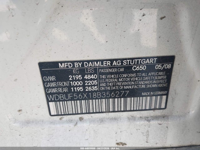 Продажа на аукционе авто 2008 Mercedes-benz E 350, vin: WDBUF56X18B356277, номер лота: 44935589