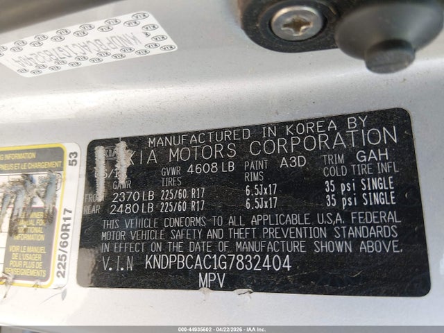 Aukcja sprzedaży 2016 Kia Sportage Lx, vin: KNDPBCAC1G7832404, numer aukcji: 44935602