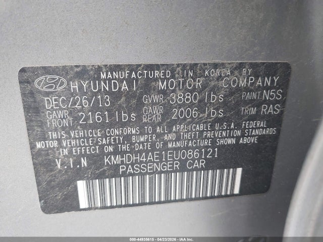 2014 Hyundai Elantra Se მანქანა იყიდება აუქციონზე, vin: KMHDH4AE1EU086121, აუქციონის ნომერი: 44935615
