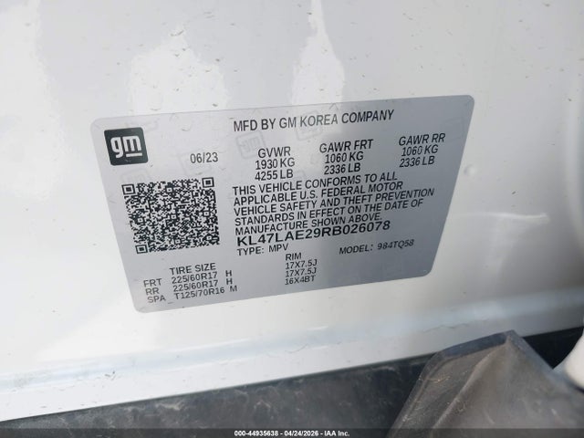 44935638 :رقم المزاد ، KL47LAE29RB026078 vin ، 2024 Buick Envista Preferred Fwd مزاد بيع
