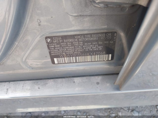 Продажа на аукционе авто 2006 Bmw 325i, vin: WBAVB13566KX42068, номер лота: 44935642
