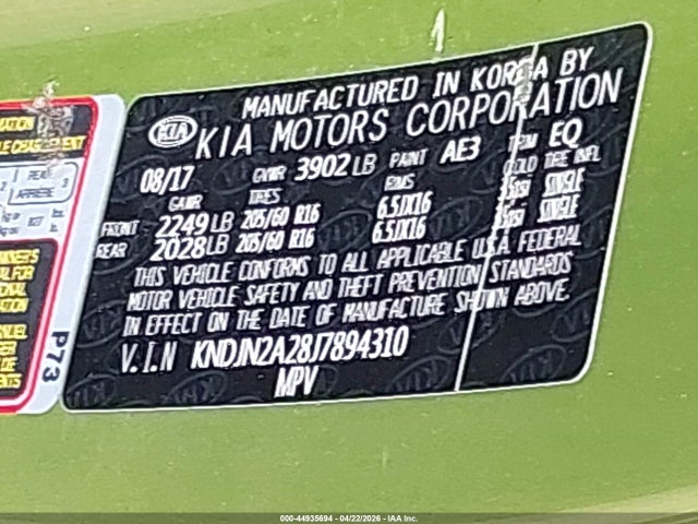 Aukcja sprzedaży 2018 Kia Soul, vin: KNDJN2A28J7894310, numer aukcji: 44935694