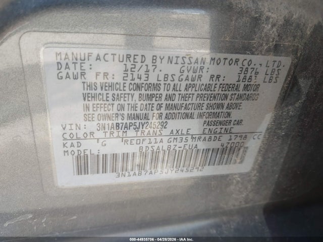 3N1AB7AP5JY245292 Nissan SENTRA S