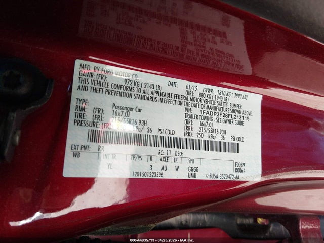 Ford FOCUS SE 2015 1FADP3F28FL213119 Image 9