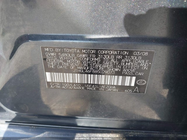 2008 Lexus Ls 460 L მანქანა იყიდება აუქციონზე, vin: JTHGL46F885029073, აუქციონის ნომერი: 44935743
