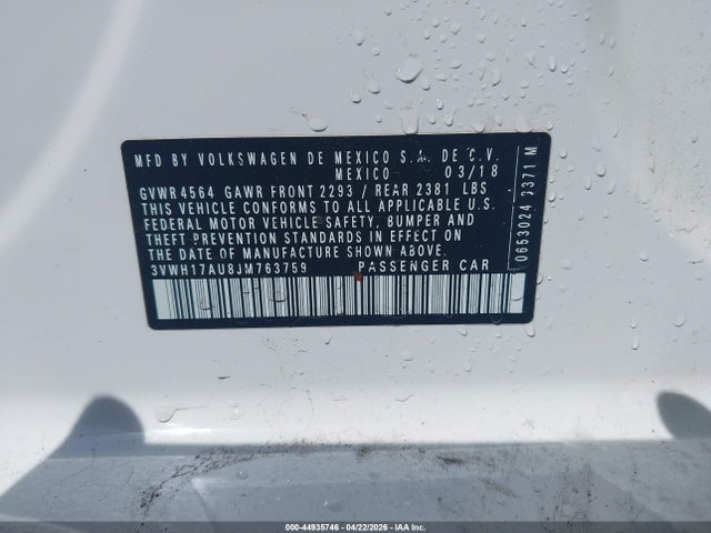 Продажа на аукционе авто 2018 Volkswagen Golf Alltrack Tsi S/tsi Se/tsi Sel, vin: 3VWH17AU8JM763759, номер лота: 44935746