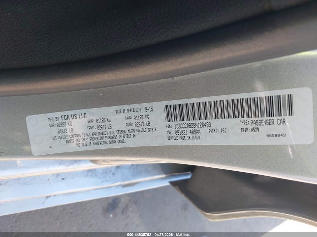 Продажа на аукционе авто 2016 Chrysler 200 Limited, vin: 1C3CCCAB2GN126433, номер лота: 44935752