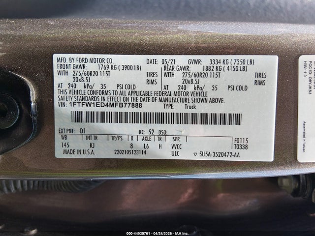 Ford F-150 King Ranch 2021 1FTFW1ED4MFB77888 Image 9
