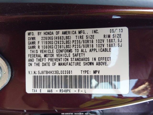 Продаж на аукціоні авто 2014 Acura Rdx, vin: 5J8TB4H33EL003561, номер лоту: 44935780