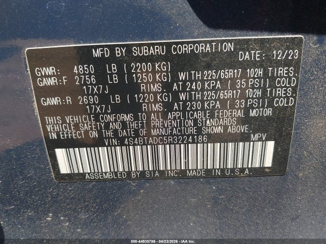 Продажа на аукционе авто 2024 Subaru Outback Premium, vin: 4S4BTADC5R3224186, номер лота: 44935786